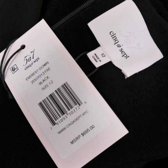 Cinq a Sept Everest Gown Black Crepe Size 12 - Picture 5 of 5